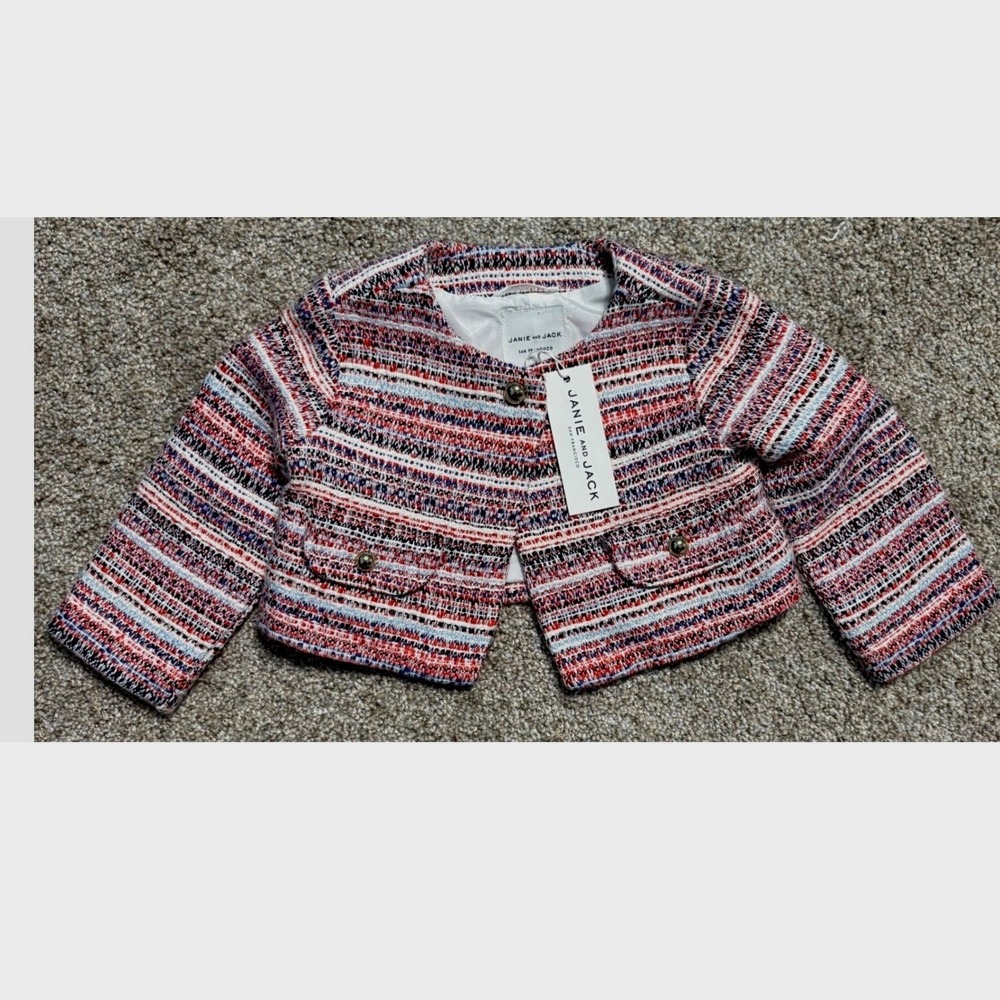 Janie and Jack Tweed Boucle Cropped Jacket Bolero Girl 12-18M Multi Color